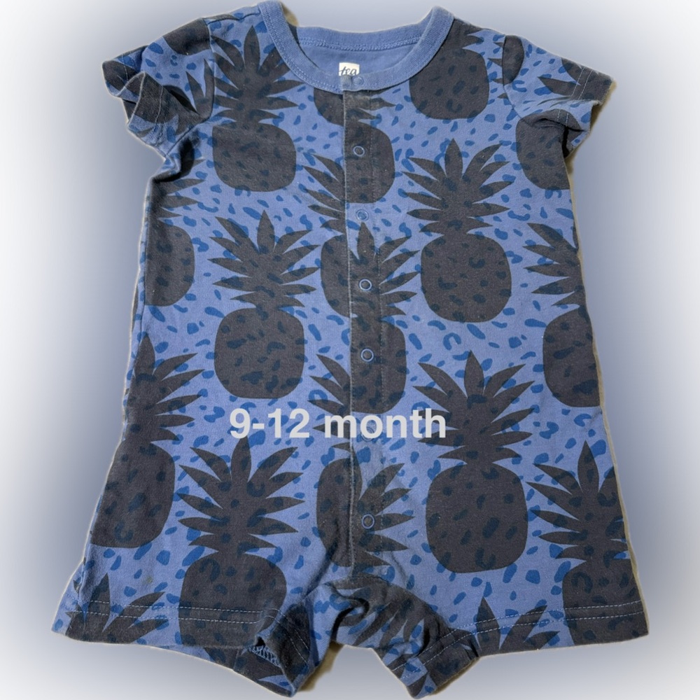 Tea collection Blue Pineapple Print Baby Romper